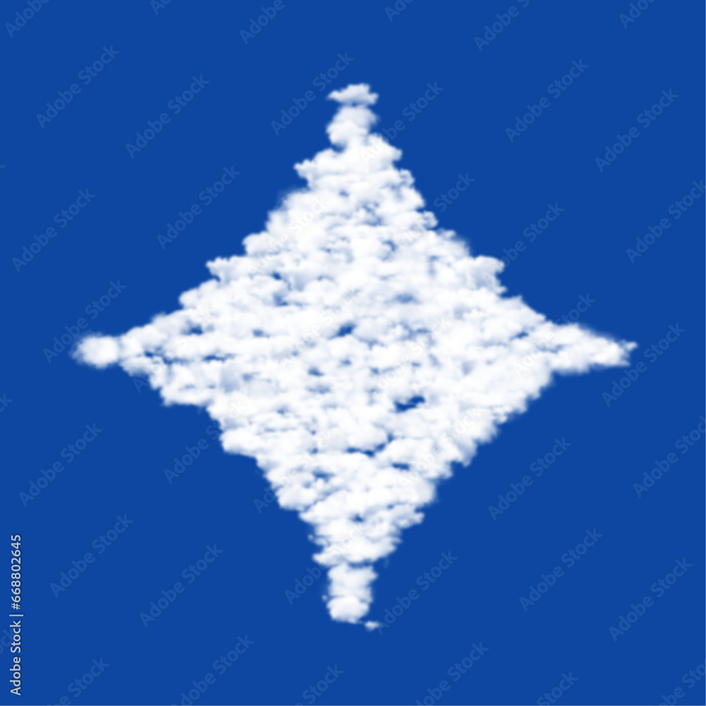 Poster clouds in the shape of a star symbol on a blue sky background. a symbol consisting of clouds in the 