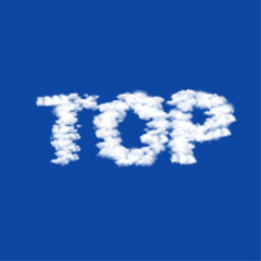 Clouds in the shape of a top symbol on a blue sky background. A symbol consisting of clouds in the center. Vector illustration on blue background