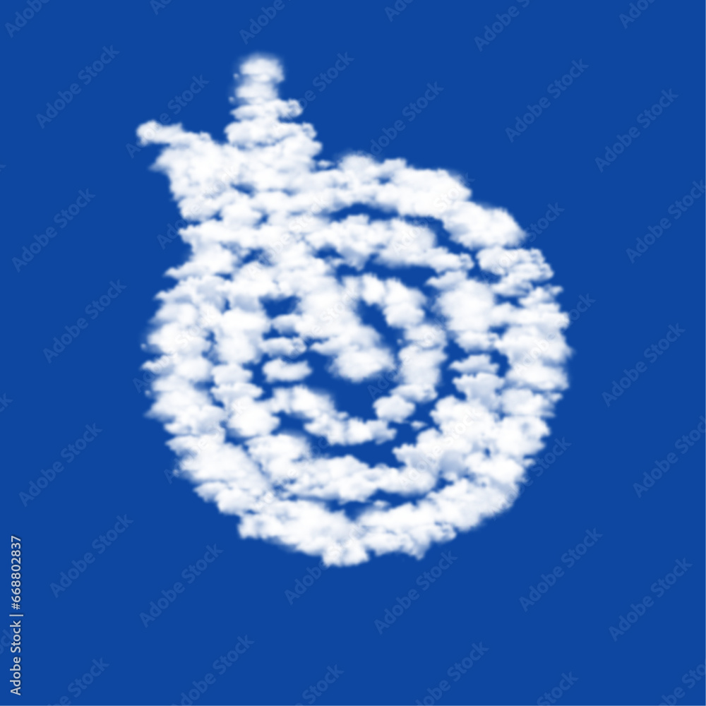 Poster clouds in the shape of a goal symbol on a blue sky background. a symbol consisting of clouds in the 