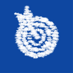 Naklejka premium Clouds in the shape of a goal symbol on a blue sky background. A symbol consisting of clouds in the center. Vector illustration on blue background