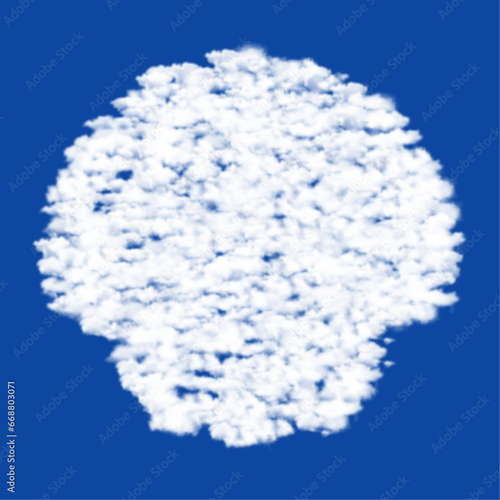 Aufkleber clouds in the shape of a sea shell symbol on a blue sky background. a symbol consisting of clouds in