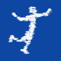 Clouds in the shape of a figure skating symbol on a blue sky background. A symbol consisting of clouds in the center. Vector illustration on blue background