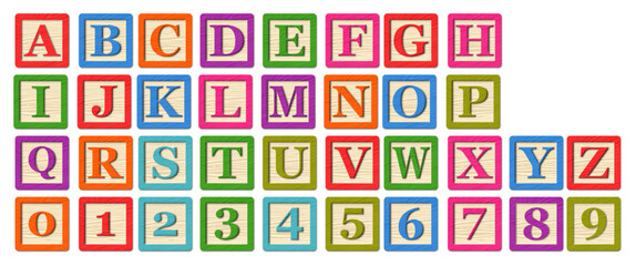 Obraz na płótnie Canvas Colorful Wooden Blocks Alphabet