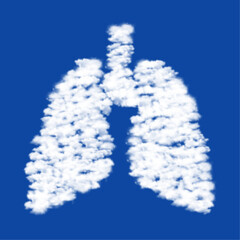 Clouds in the shape of a lungs symbol on a blue sky background. A symbol consisting of clouds in the center. Vector illustration on blue background
