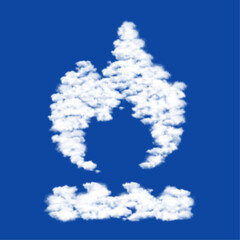 Clouds in the shape of a gas symbol on a blue sky background. A symbol consisting of clouds in the center. Vector illustration on blue background