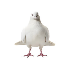 white dove front view isolated on a transparent background. Generative AI