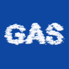 Clouds in the shape of a gas text symbol on a blue sky background. A symbol consisting of clouds in the center. Vector illustration on blue background