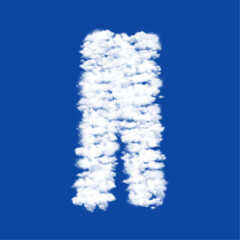 Clouds in the shape of a pants symbol on a blue sky background. A symbol consisting of clouds in the center. Vector illustration on blue background