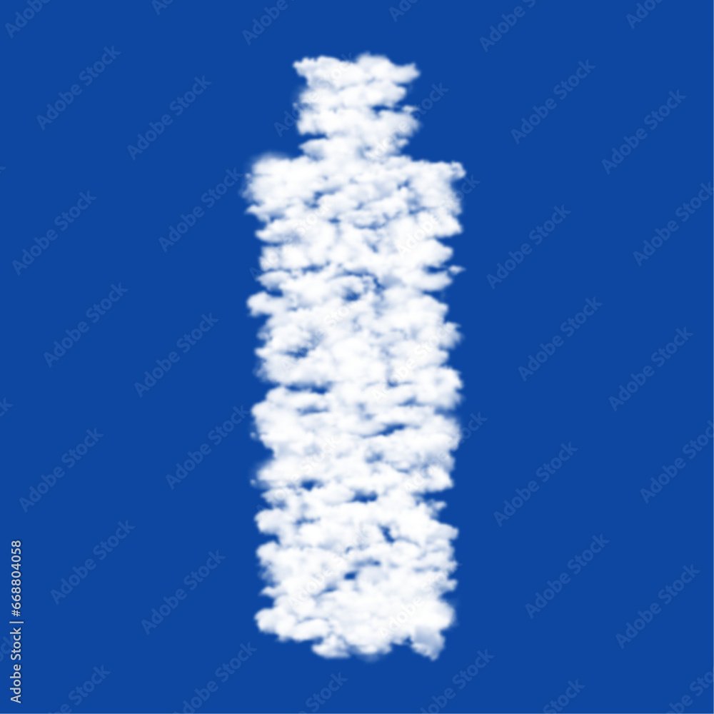 Aufkleber clouds in the shape of a shampoo symbol on a blue sky background. a symbol consisting of clouds in t