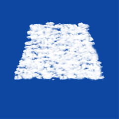 Clouds in the shape of a trapezoid symbol on a blue sky background. A symbol consisting of clouds in the center. Vector illustration on blue background