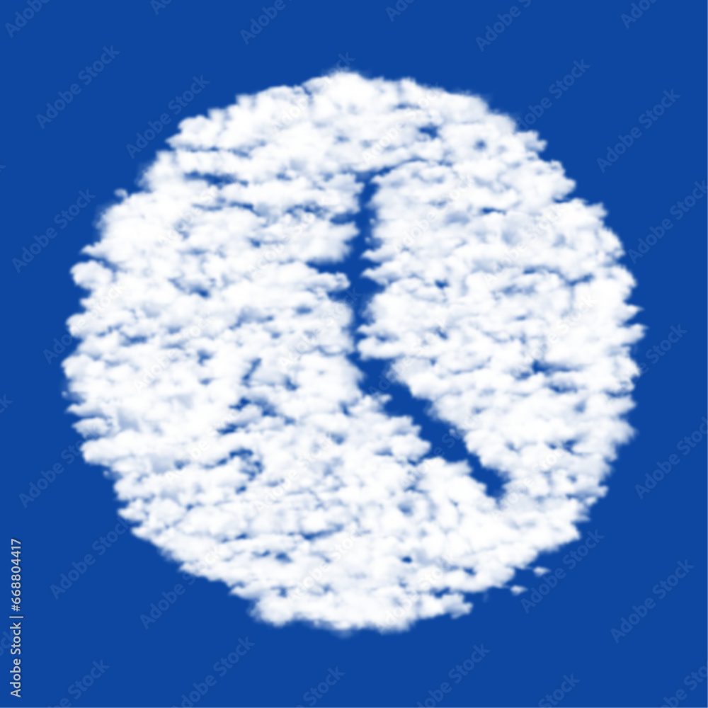 Poster clouds in the shape of a time symbol on a blue sky background. a symbol consisting of clouds in the 
