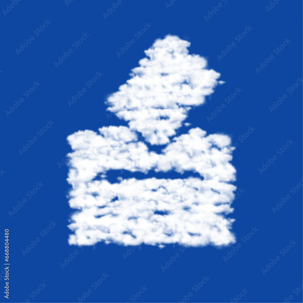 Poster clouds in the shape of a vote symbol on a blue sky background. a symbol consisting of clouds in the 