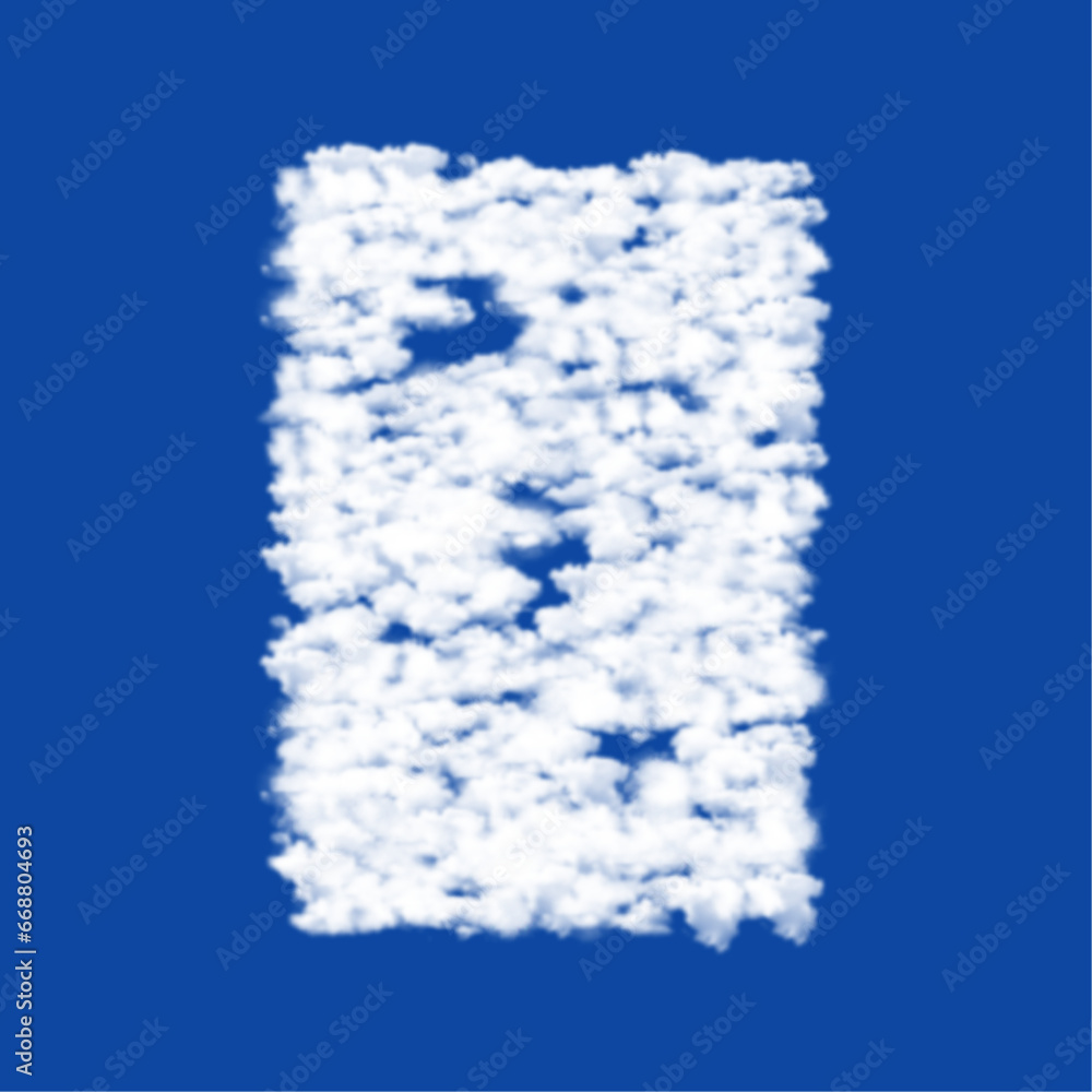 Poster clouds in the shape of a three of clubs playing card on a blue sky background. a symbol consisting o