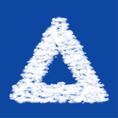 Clouds in the shape of a emergency stop sign on a blue sky background. A symbol consisting of clouds in the center. Vector illustration on blue background