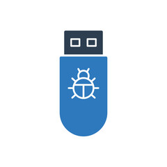 Obraz premium USB Drive infected virus icon malware and Bug sign symbol