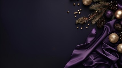Christmas background, flat lay, pine cone, twigs, berries, card background, seasons greetings, blank space