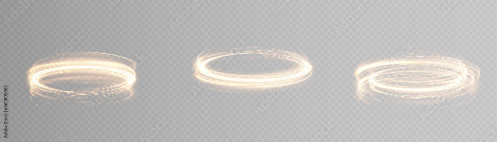 Poster abstract neon gold ring with a green tint. a bright plume of luminous rays swirling in a fast spiral