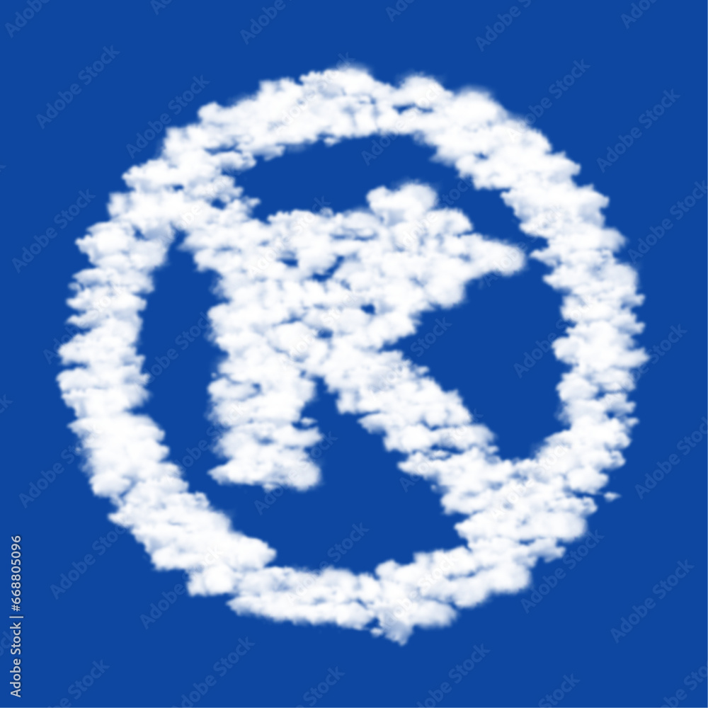 Poster clouds in the shape of a no right turn sign on a blue sky background. a symbol consisting of clouds 