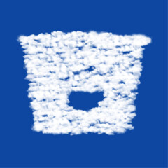 Clouds in the shape of a instant noodles symbol on a blue sky background. A symbol consisting of clouds in the center. Vector illustration on blue background