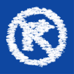 Clouds in the shape of a no right turn sign on a blue sky background. A symbol consisting of clouds in the center. Vector illustration on blue background