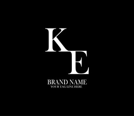 KE letter logo. Alphabet letters Initials Monogram logo. background with black