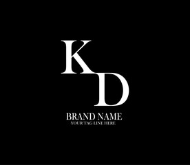 KD letter logo. Alphabet letters Initials Monogram logo. background with black