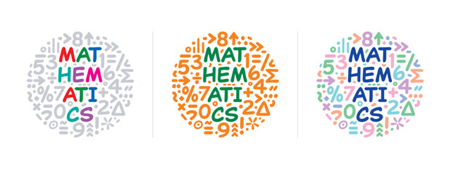 Fototapeta na wymiar math and math symbols in round form. math concept for education world