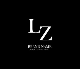LZ letter logo. Alphabet letters Initials Monogram logo. background with black