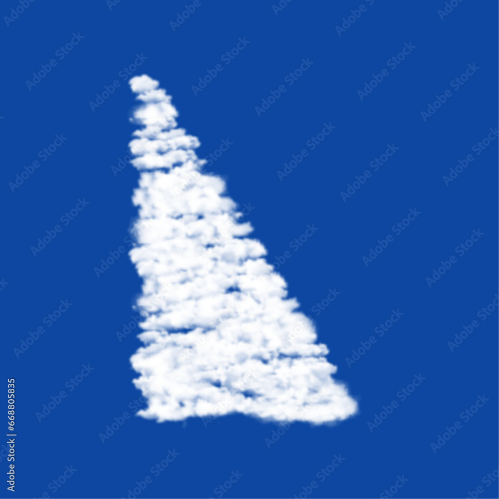 Aufkleber clouds in the shape of a right triangle symbol on a blue sky background. a symbol consisting of clou