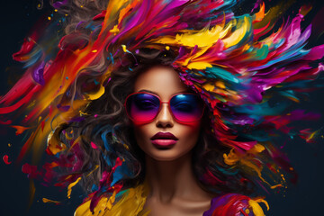 Beautiful young girl with colorful hair. Concept of youth, beauty, creativity and art.