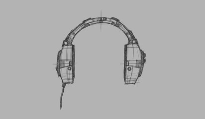 headphones, sketch - digital painting 