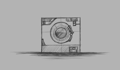 washing machine, sketch - digital painting 