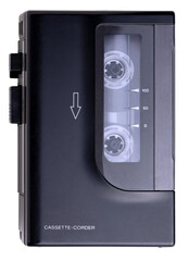 Obraz premium A side view of a vintage tape cassette recorder and player
