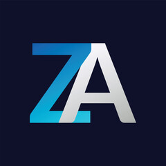 Abstract ZA letter logo design template. Vector Logo Illustration.