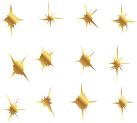 set of golden stars. set of stars illustration. gold sparkling star collection	
