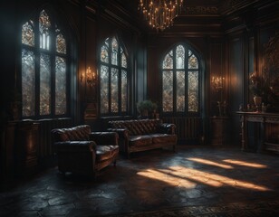Fototapeta na wymiar Gothic gloomy interior