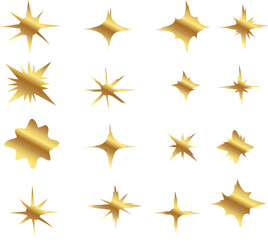 set of golden stars. set of stars illustration. gold sparkling star collection	
