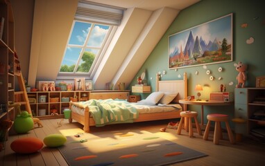 A cozy, playful and adventurous children bedroom