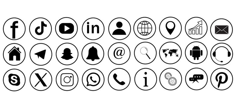 Contact us icons, website icon set, vector on white background. Symbol of connection.	