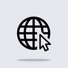 Internet icon vector. Website sign symbol vector. Go to web vector icon illustration isolated on gray background