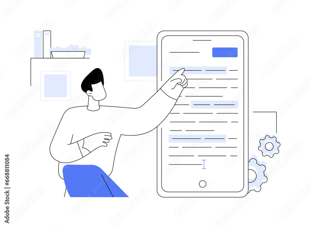 Poster docs and notes editing app abstract concept vector illustration.
