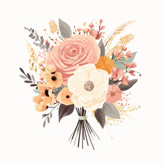 Watercolor bouquet flat illustration on a white background