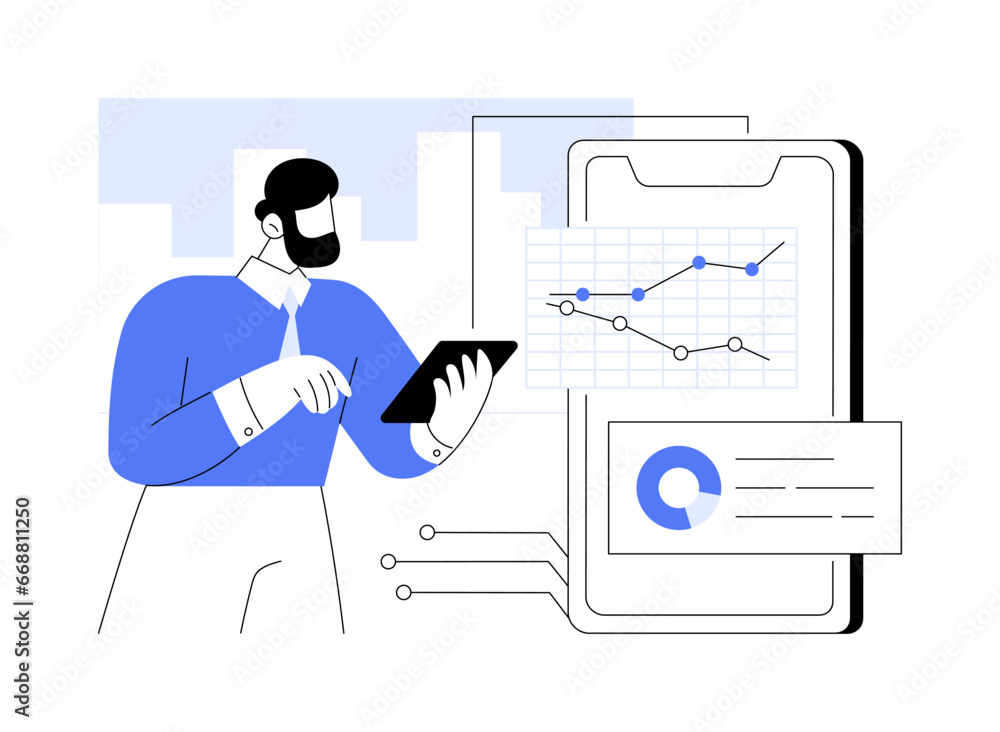 Poster spreadsheets app abstract concept vector illustration.