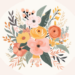 Watercolor bouquet flat illustration on a white background
