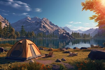 Aigenerated Camping Photo Showcasing Natural Landscape And Protected Areas