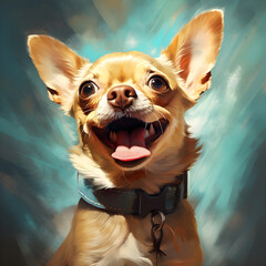 Digital Art of Chihuahua Dog with Black Collar: Perfect for Pet Portraits or Concept of Mystery and Elegance in Animal Art