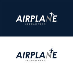 Blue airplane logo for company Airline plane travel agency logo design, simple minimalist transportation vehicle icon, airline company element