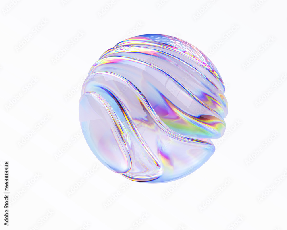 Fototapete futuristic 3d rendering abstract metaball, blue gradient spherical glass orb, modern graphic design 