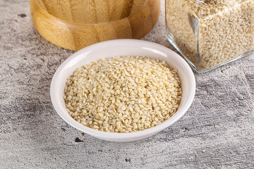 Sesame seeds heap in the bowl