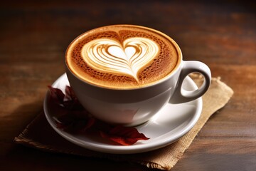 Coffee Cup With Heartshaped Art Love In Latte